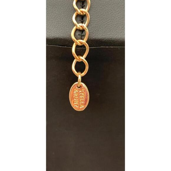 Stella & Ruby Gold Tone & Marbled Pink Acrylic Multi-Strand Layered Necklace - Picture 6 of 7